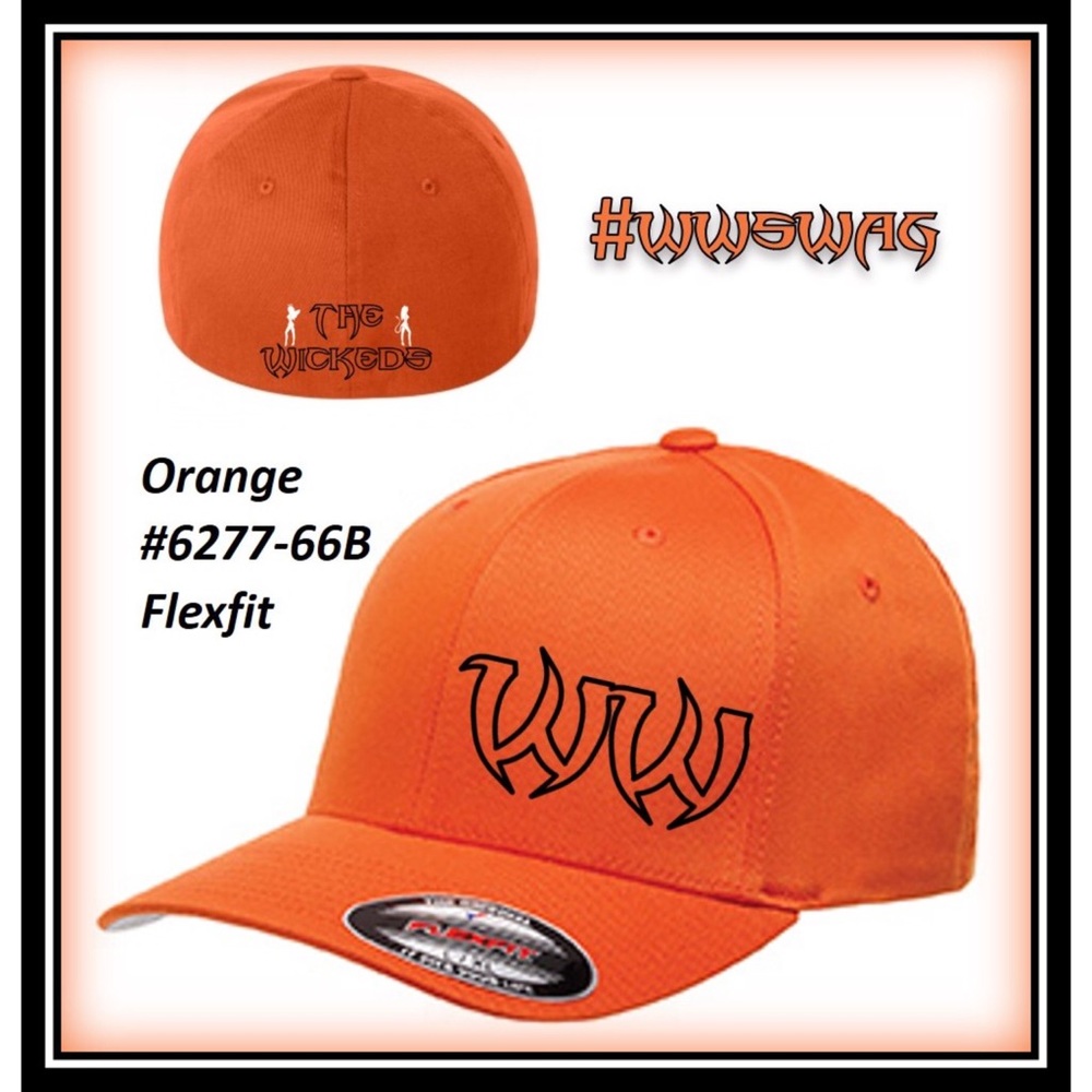 Hat - Flexfit Curved Bill #6277- Orange w/Black